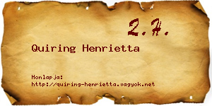Quiring Henrietta névjegykártya